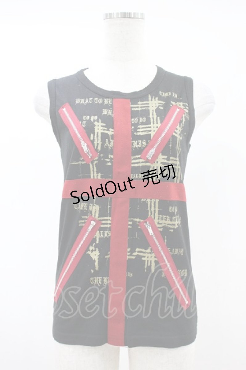 画像1: PEACE NOW / プリントZIPタンクトップ M 黒 H-26-10-17-032-PU-TO-AK-ZH (1)