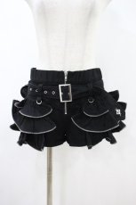 画像1: REFLEM / サイドジップフリルショートパンツ M 黒 H-26-10-17-002-PU-PA-AK-ZH (1)