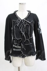 画像1: MAD / フリルプリントトップス M 黒 H-26-10-18-045-PU-TO-AK-ZH (1)