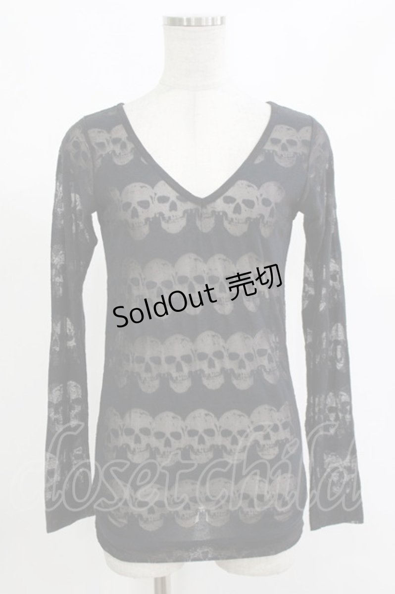 画像1: HYSTERIC GLAMOUR / スカルシアーカットソー  黒 H-26-10-18-048-PU-TO-AK-ZH (1)