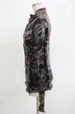 画像2: DARK RED  RUM / ダメージカーディガン  グレー×赤 H-26-10-18-052-HN-TO-AK-ZH (2)