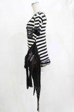 画像2: MAD / サイドロングボーダーカットソー M 白×黒 H-26-10-18-060-PU-TO-AK-ZH (2)