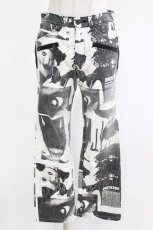 画像1: ALGONQUINS / プリントパンツ  白×黒 H-26-10-18-015-AL-PA-AK-ZH (1)