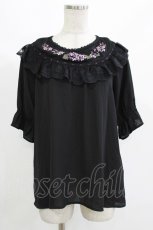 画像1: axes femme / 紫陽花刺繍ブラウス M クロ H-26-10-19-044-AX-BL-OW-ZH (1)