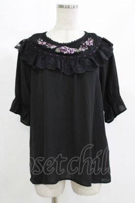 Preview of 紫陽花刺繍ブラウス M クロ