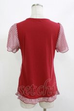 画像3: axes femme / ギンガムチェックブラウス風Tシャツ M アカ H-26-10-19-045-AX-TO-OW-ZH (3)
