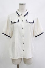 画像1: axes femme / ミリタリー風タイ付ブラウス M キナリ H-26-10-19-046-AX-BL-OW-ZH (1)