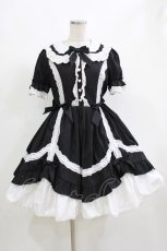画像1: Chalmiere / ガーリーリボンワンピース M ブラック H-26-10-19-002-AX-OP-NS-ZH (1)