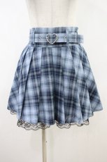 画像1: majoretty / ハートバックルプリーツスカート L サックス H-26-10-20-034-LO-SK-YZ-ZH (1)
