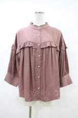 画像1: axes femme POETIQUE / サテンフリルブラウス M ピンク H-26-10-20-045-AX-BL-OW-ZH (1)