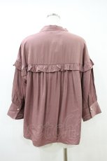 画像2: axes femme POETIQUE / サテンフリルブラウス M ピンク H-26-10-20-045-AX-BL-OW-ZH (2)