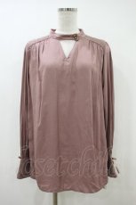 画像1: axes femme / チョーカー風サテンブラウス M ピンク H-26-10-20-060-AX-TO-OW-ZH (1)