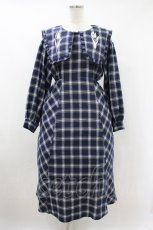 画像1: merry jenny / チューリップ刺繍checkワンピース Free 青チェック H-26-10-20-020-LO-OP-SA-ZH (1)