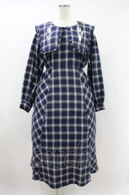 Preview of チューリップ刺繍checkワンピース Free 青チェック