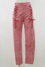 画像1: Candy Stripper / レースアップギンガムパンツ S RED H-26-10-21-055-PU-PA-AK-ZH (1)