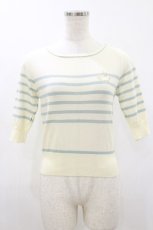 画像1: an another angelus / ロゴ刺繍ボーダーニットプルオーバー Free OFF/MINT H-26-10-22-045-CA-TO-NS-ZH (1)