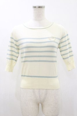 Preview of ロゴ刺繍ボーダーニットプルオーバー Free OFF/MINT