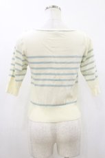 画像2: an another angelus / ロゴ刺繍ボーダーニットプルオーバー Free OFF/MINT H-26-10-22-045-CA-TO-NS-ZH (2)