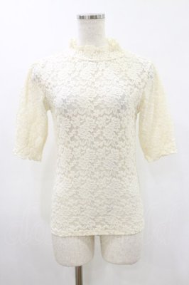 Preview of ハイネックレース5分袖トップス Free Ivory
