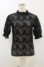 画像1: F&A / ハイネックレース5分袖トップス Free BLACK H-26-10-22-048-CA-TO-NS-ZH (1)
