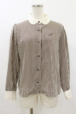 Preview of ストライプブラウス Free BROWN