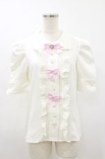 画像1: DearMyLove / マトンスリーブブラウス M シロ×ピンク H-26-10-22-065-GO-BL-OW-ZH (1)