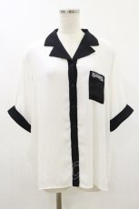 画像1: Jamie エーエヌケー / ロゴプリントボウリングシャツ M 白 H-26-10-22-066-LO-BL-IG-ZH (1)