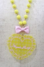 画像1: Angelic Pretty / ギンガムLovely Heartクッションネックレス  イエロー H-26-10-22-009-AP-AC-NS-ZH (1)
