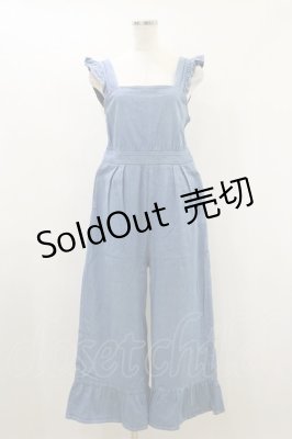 Preview of 裾フリルデニムサロペットパンツ Free BLUE