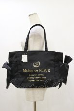画像1: Maison de FLEUR / ルミネ池袋限定クリアポケットサイドリボントート  ブラック H-26-10-22-002-LO-BG-NS-ZH (1)