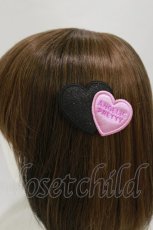 画像1: Angelic Pretty / Twin Heartクリップ  ブラック/ピンク H-26-10-22-016-AP-AC-NS-ZH (1)