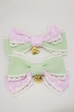 画像1: Angelic Pretty / Fancy Dot配色水玉リボンクリップSet  ミント/ピンク H-26-10-22-022-AP-AC-NS-ZH (1)