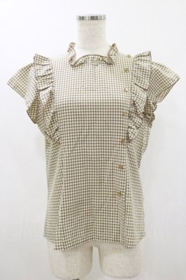Preview of ギンガムチェックフリルブラウス Free Beige