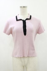 画像1: an another angelus / 配色ライン衿ニットポロ Free PINK H-26-10-22-044-CA-TO-NS-ZH (1)