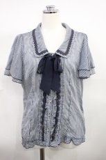 画像1: axes femme / ストライプブラウス M ネイビー H-26-10-23-021-AX-BL-NS-ZH (1)