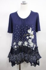 画像1: axes femme / ドットフリルトップス M ネイビー H-26-10-23-023-AX-TO-NS-ZH (1)