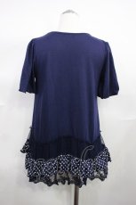 画像2: axes femme / ドットフリルトップス M ネイビー H-26-10-23-023-AX-TO-NS-ZH (2)