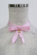 画像1: Angelic Pretty / ストライプRibbonチョーカー  ピンク H-26-10-24-071-AP-AC-YZ-ZH (1)