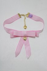 画像2: Angelic Pretty / ストライプRibbonチョーカー  ピンク H-26-10-24-071-AP-AC-YZ-ZH (2)