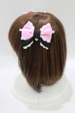 画像2: Angelic Pretty / ハートレース配色リボンクリップSet  ブラック/ピンク H-26-10-24-076-AP-AC-NS-ZH (2)