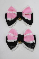 画像3: Angelic Pretty / ハートレース配色リボンクリップSet  ブラック/ピンク H-26-10-24-076-AP-AC-NS-ZH (3)