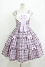 画像1: Angelic Pretty / cute candy checkジャンパースカート Free ピンク H-26-10-24-009-AP-OP-NS-ZH (1)