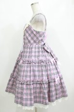 画像2: Angelic Pretty / cute candy checkジャンパースカート Free ピンク H-26-10-24-009-AP-OP-NS-ZH (2)