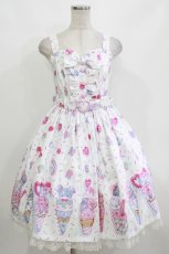 画像1: Angelic Pretty / Decoration Ice Creamジャンパースカート Free 白 H-26-10-24-014-AP-OP-NS-ZH (1)