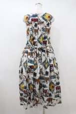 画像2: Jane Marple / Strolling cat tablier dress M オフ H-26-10-25-026-JM-OP-AK-ZH (2)