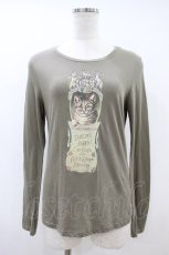 画像1: Jane Marple / スイスコットンkittenプリントのロングTシャツ M チャコール H-26-10-25-049-JM-TO-AK-ZH (1)