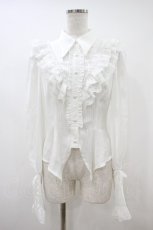画像1: With Puji / シャーロット ゴシック&ロリィタドレス ストライプブラウス Free オフ H-26-10-26-046-LO-BL-YZ-ZH (1)