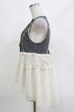 画像2: axes femme / ダンガリー切替ベスト M グレー/オフ H-26-10-27-043-AX-TO-NS-ZH (2)