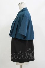 画像2: axes femme / チェーン付プリーツフラシブラウス M ブルーグリーン H-26-10-27-046-AX-BL-NS-ZH (2)