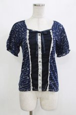 画像1: axes femme / ドットチュール切替トップス M ネイビー H-26-10-27-063-AX-TO-NS-ZH (1)